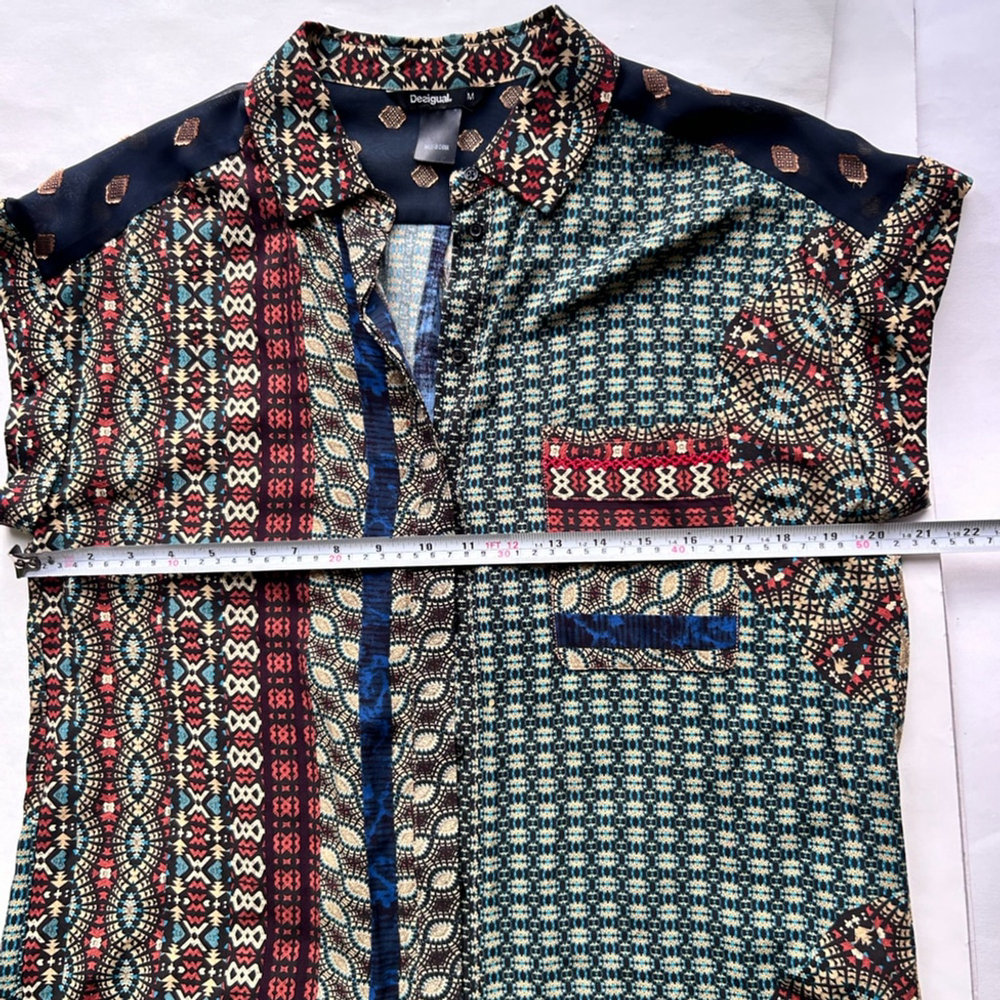 DESIGUAL Patterned loose fit blouse AZHAR SHIRT Aztec print - Picture 8 of 13